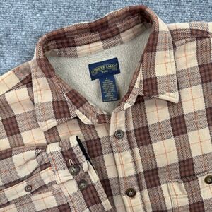 Shaver Lake Flannel Lined Shirt Jacket Large Brown Plaid Sherpa Nylon L/S Men's